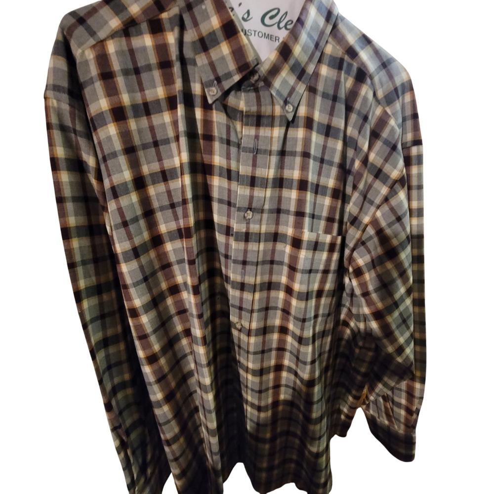 Sir Pendleton Mens XL Plaid Wool Button Up Shirt‎ Brown Gray Tan Vintage